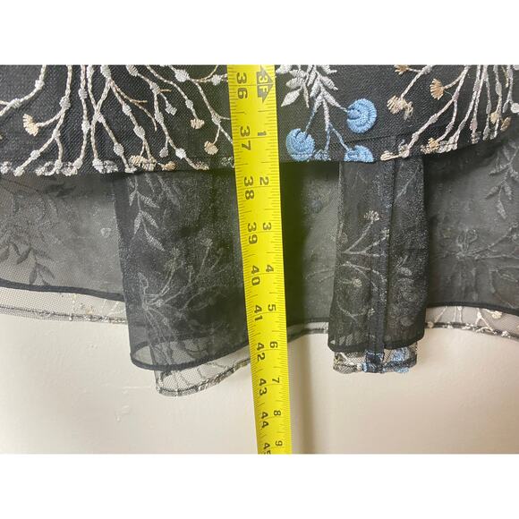 ADRIANNA PAPELL DRESS FAIRY COCKTAIL PARTY WHIMSIGOTH BLACK FLORAL EMBROIDERED - Picture 14 of 14